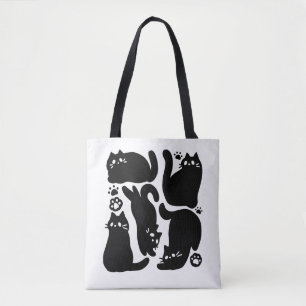 Bolso De Tela Silhouettes de gato negro - Diseño felino lindo