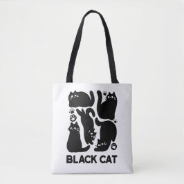 Bolso De Tela Silhouettes de gato negro - Diseño felino lindo