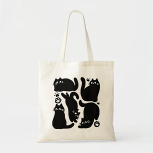 Bolso De Tela Silhouettes de gato negro - Diseño felino lindo