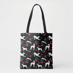 Bolso De Tela Silhouettes de Greyhound con motivo de cereza