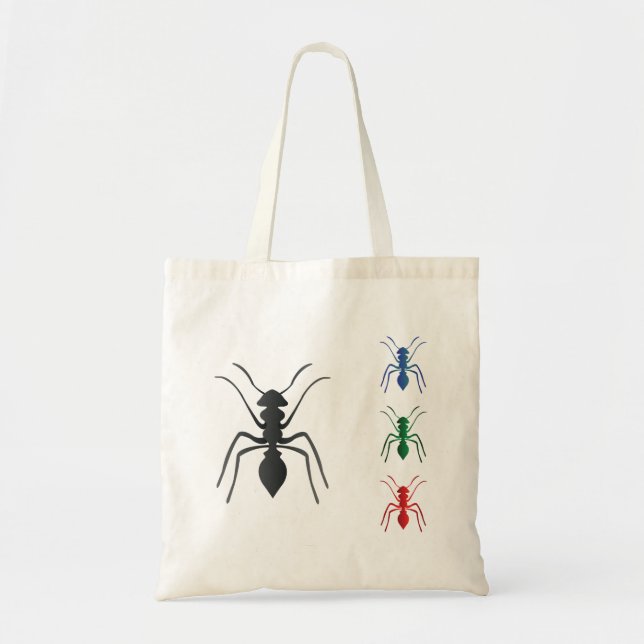 Bolso De Tela Silhouettes de hormiga Inspira verde azul negro y  (Frente)