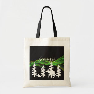 Bolso De Tela Silhouettes forestales en luces negras negras negr