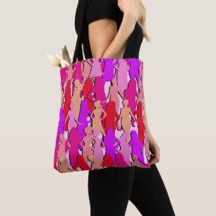 Bolso De Tela Silhouettes mujeres rosas