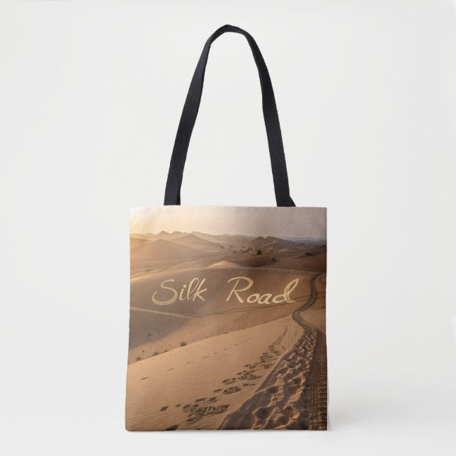 Bolso De Tela Silk Road Desert Landscape Typography Art (Anverso)