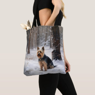 Bolso De Tela Silky Terrier deja que nieve Navidades