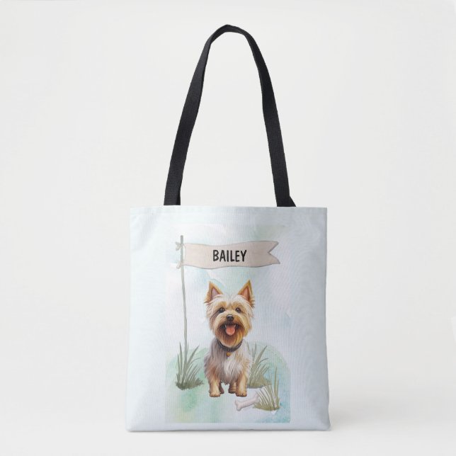 Bolso De Tela Silky Terrier Watercolor Personalized Dog (Anverso)