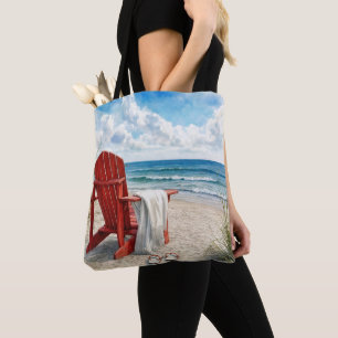 Bolso De Tela Silla de playa roja Adirondack con chanclas