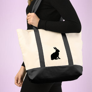 Bolso De Tela Sillhouette Sitting Sitting Rabbit Tall Oars