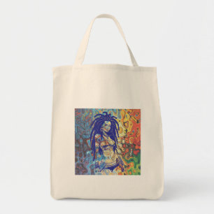 Bolso De Tela Silueta audaz de una mujer con rastas.