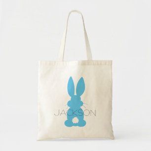Bolso De Tela Silueta azul Pascua del conejito personalizada