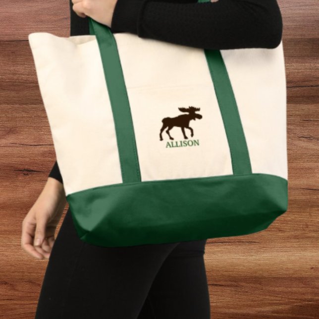Bolso De Tela Silueta de alce personalizada rústica (Moose Tote Bag)