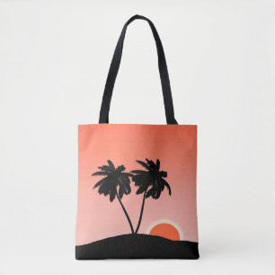 Bolso De Tela Silueta de árbol de palma contra el respaldo de un