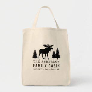Bolso De Tela Silueta de árbol de pino rústico de alce de fami