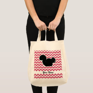 Bolso De Tela Silueta de ardilla con patrón de cheurón rosa