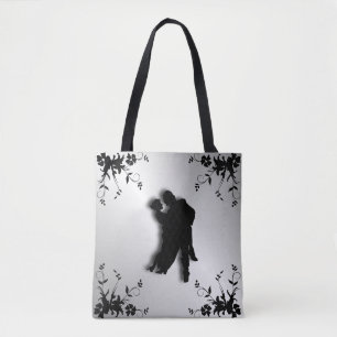 Bolso De Tela Silueta de bailarines de tango 1 plata