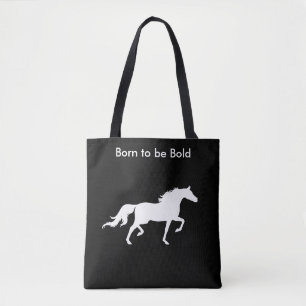 Bolso De Tela Silueta de caballo blanco en negro