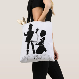 Bolso De Tela silueta de chica, niño y modelo de barco