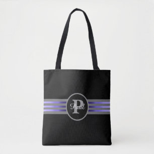 Bolso De Tela Silueta de círculo monocromático Rayas negras y gr