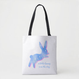 Bolso De Tela Silueta de conejo azul linda personalizada Cumplea
