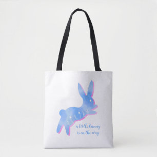 Bolso De Tela Silueta de conejo azul linda personalizada Cumplea