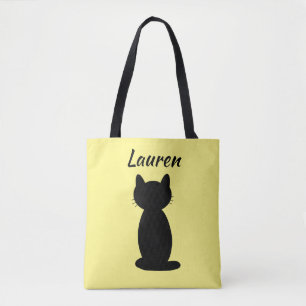 Bolso De Tela Silueta de gato negro personalizada