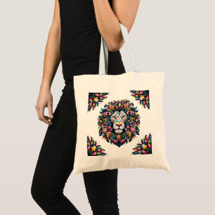 Bolso De Tela Silueta de León Floral