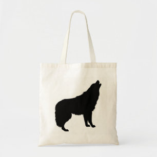 Bolso De Tela Silueta de lobo aullador