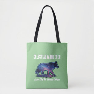 Bolso De Tela Silueta de lobo galáctico solitario