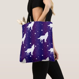 Bolso De Tela Silueta de Lobo Noche Estrellada Galaxia Amante Un