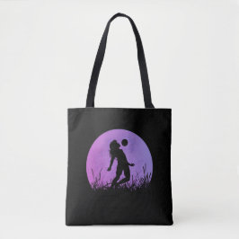 Bolso De Tela silueta de niña futbolista bajo la luz de la luna