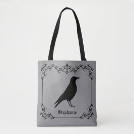 Bolso De Tela Silueta De Pájaros De Crow Y Gris De Baños Decorad