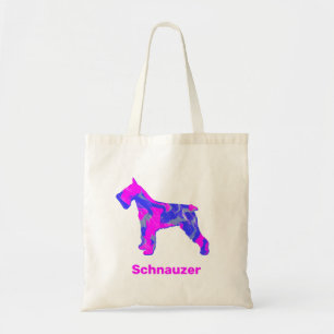 Bolso De Tela Silueta de perro Schnauzer Rosa Caliente Loco
