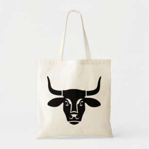 Bolso De Tela Silueta de toro negro minimalista