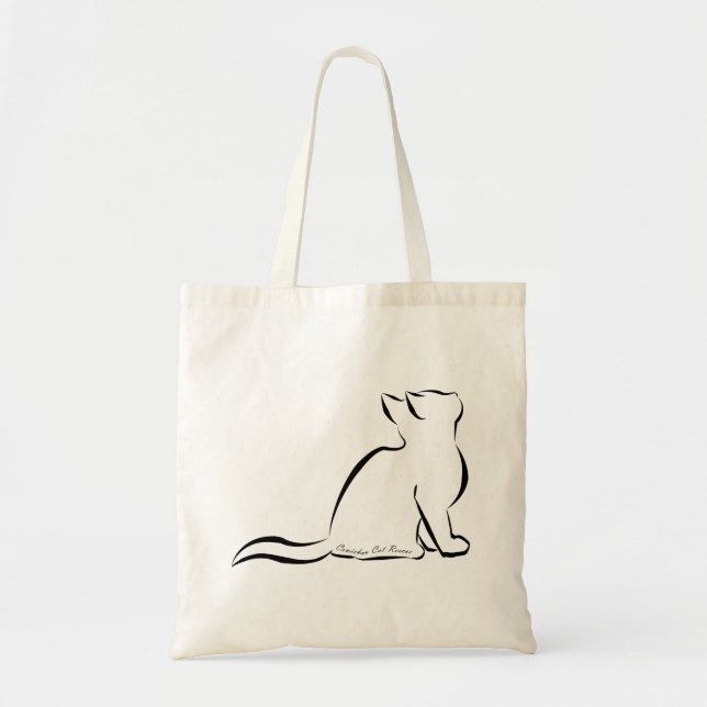 Bolso De Tela Silueta del gato negro, texto interior (Frente)