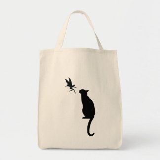Bolso De Tela Silueta del gato negro y de la hada