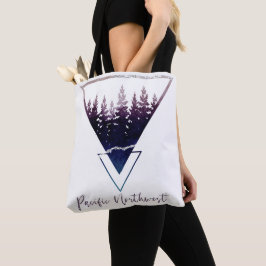 Bolso De Tela Silueta del noroeste pacífica del árbol de pino