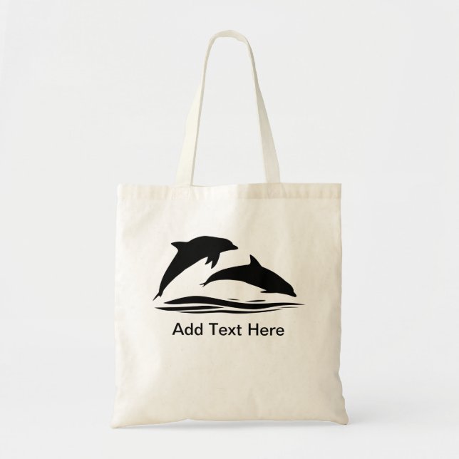 Bolso De Tela Silueta delfín agregar texto (Frente)