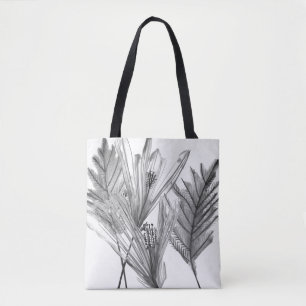 Bolso De Tela Silueta floral - gris