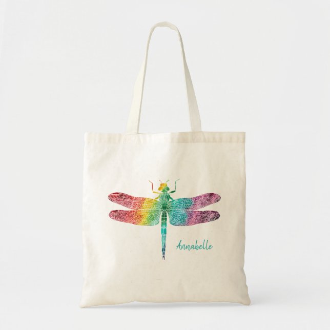 Bolso De Tela Silueta magnífica de la libélula de la acuarela (Frente)
