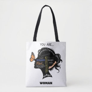 Bolso De Tela Silueta minimalista de mujer blanca y negra