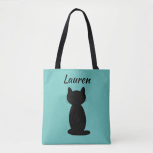 Bolso De Tela Silueta personalizada de gato negro