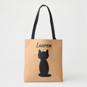 Bolso De Tela Silueta personalizada de gato negro