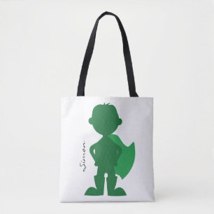 Bolso De Tela Silueta personalizada moderna del muchacho verde