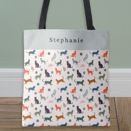 Bolso De Tela Siluetas de gato Patrón de animal Personalizado mo