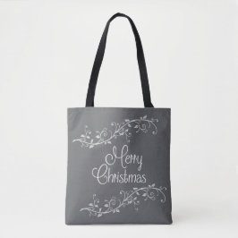 Bolso De Tela Silver Flourish Merry Christmas