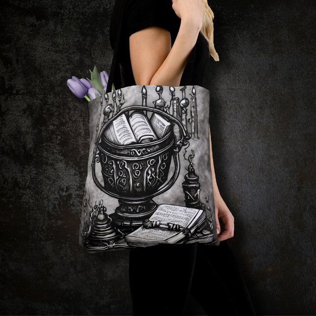 Bolso De Tela Silvery Steampunk Cauldron Spellbooks and Potions (Subido por el creador)