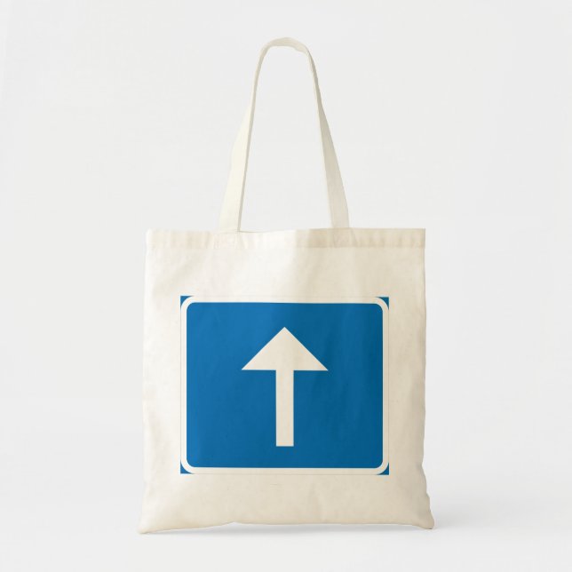 Bolso De Tela Símbolo azul de Rótulo de tráfico unidireccional d (Frente)