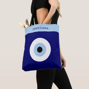 Bolso De Tela Símbolo azul malvado Ojo Buena suerte y protección