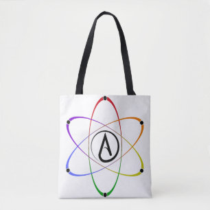 Bolso De Tela Símbolo de átomo ateo arcoíris