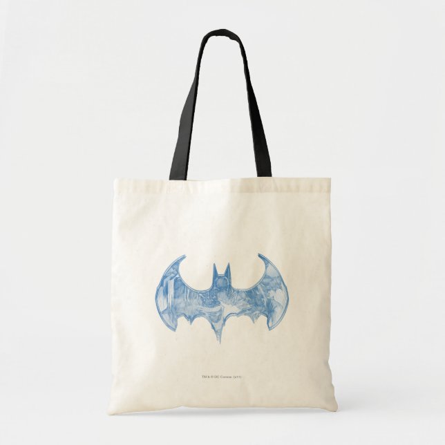 Bolso De Tela Símbolo de Batman | Logo de Sketchbook Light Blue (Frente)